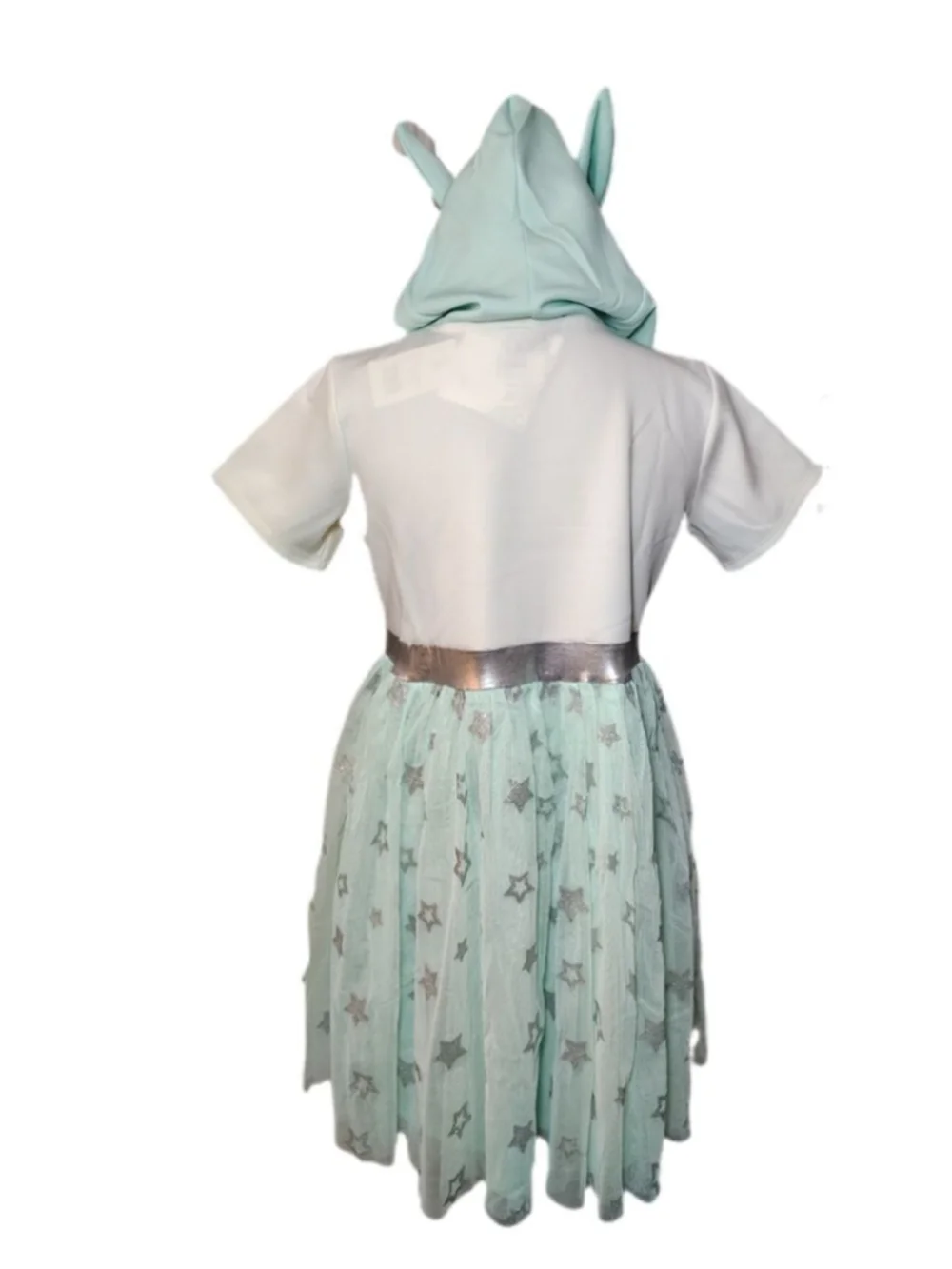 Star Wars Grogu Baby Yoda Dress Girls 2X Mint Green Hooded Tulle Dress - Picture 4 of 11